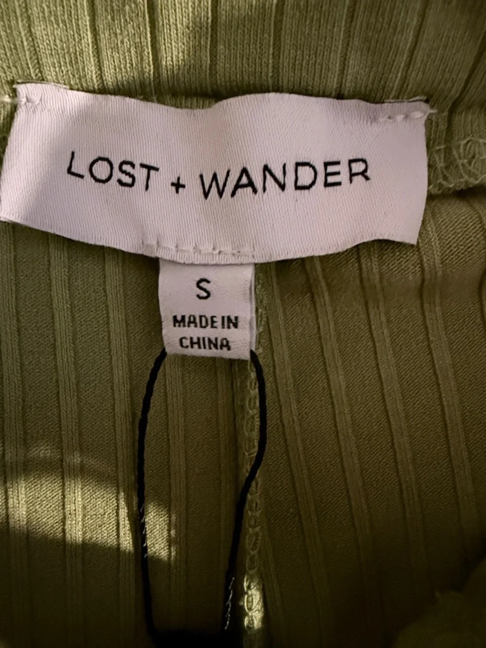 Lost + Wander Sage Ribbed Midi Skirt with Drawstring